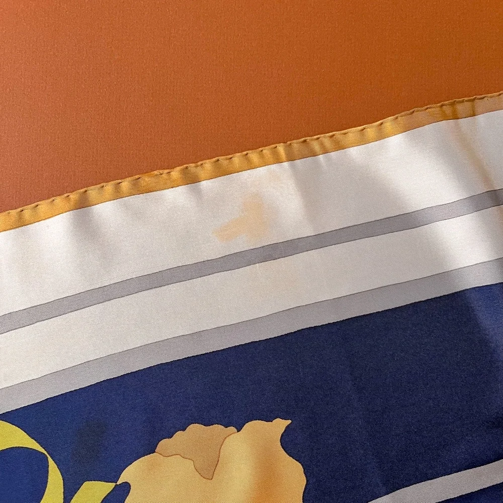 Vintage Christian Dior Silk Scarf With Orange Iris Print - Picture 9 of 10